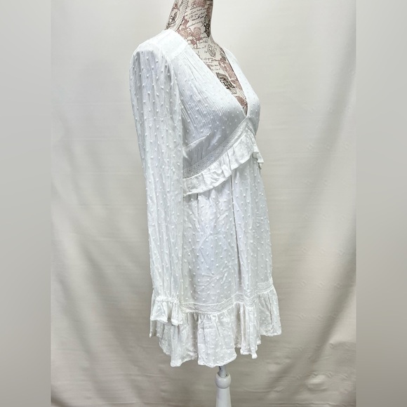 PAIGE White ODELISE raised dot ruffle hem mini dress size‎ S. - Picture 11 of 15